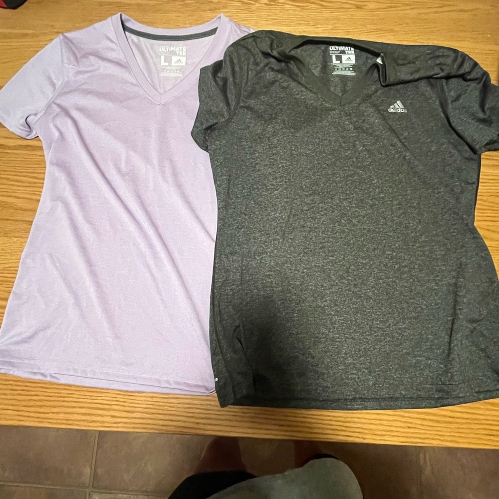 Lot of 2 Adidas Ultimate Tee- Women’s V- Neck Large Short Sleeve